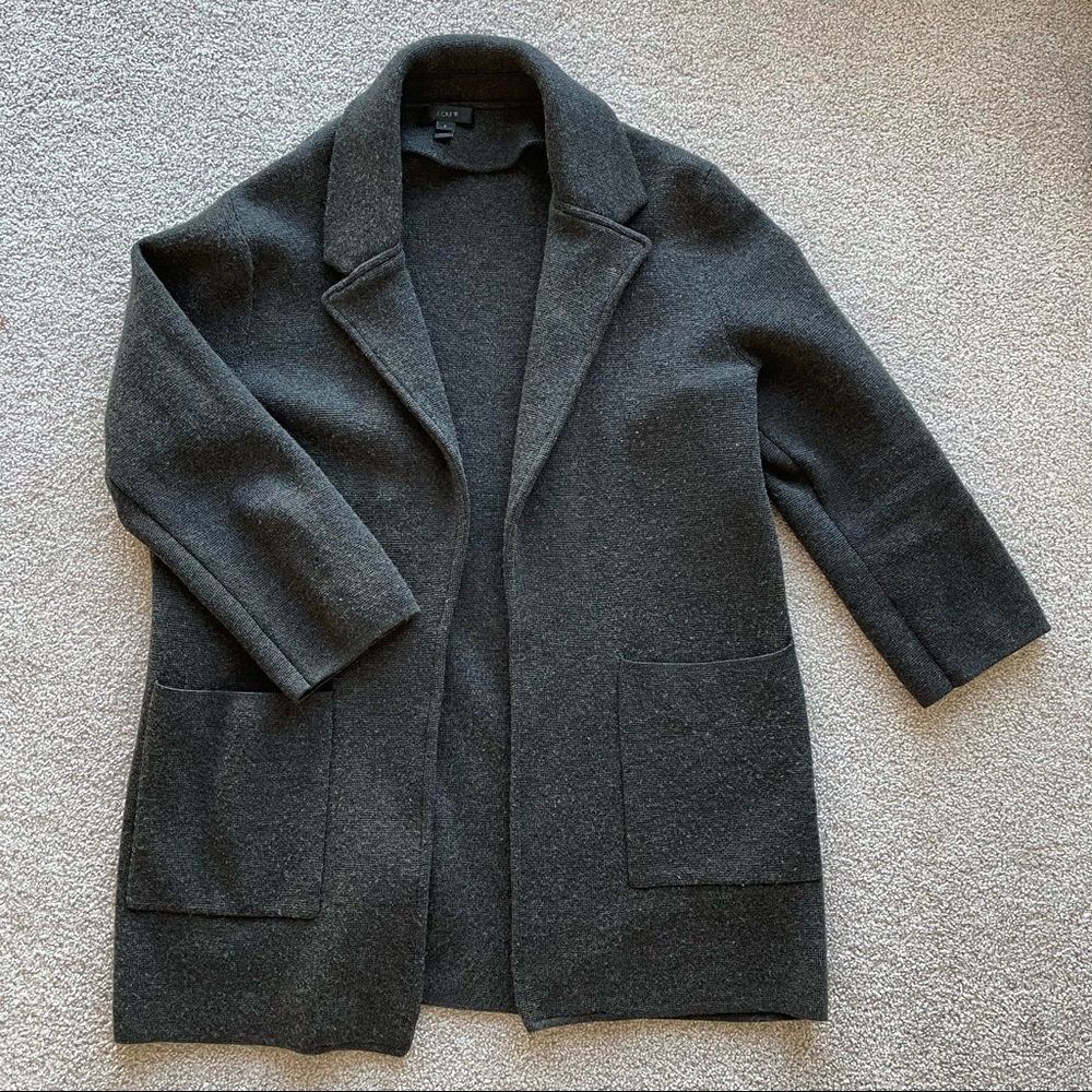 J. Crew Sophie Open-Front Sweater-Blazer Gray Sz S